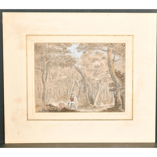 39 - Louis Marc Antoine Bilcoq (1755-1838) French. Figures in a Woodland Glade, Charcoal and gouache, Sig... 