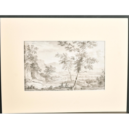 41 - Nicolas Wicart (1748-1815) Dutch. Figures in a Landscape, Pen, Ink and Wash, Indistinctly inscribed ... 