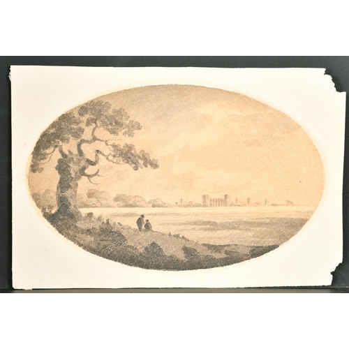 42 - 19th Century English School. Figures by an Estuary, Watercolour, Oval, Unframed 5