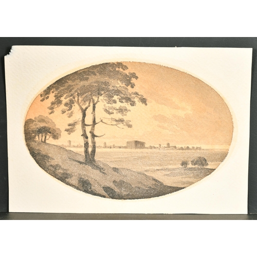 42 - 19th Century English School. Figures by an Estuary, Watercolour, Oval, Unframed 5