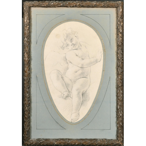 43 - 19th Century English School. Study of a Cherub, Chalk, Oval, 15