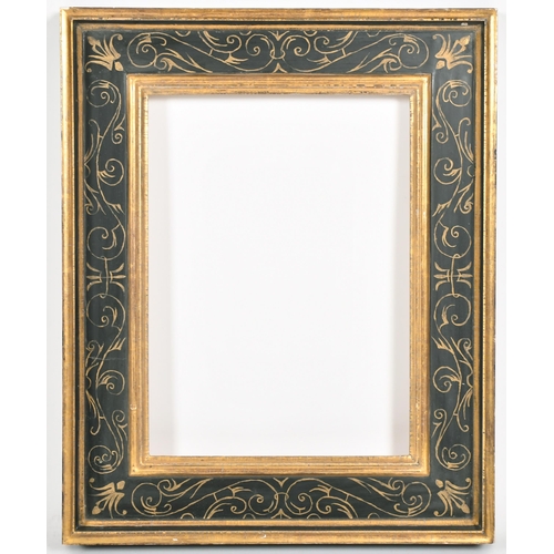 517 - Late 20th Century Italian Style. A Black and Gilt Cassetta Frame, rebate 15.25