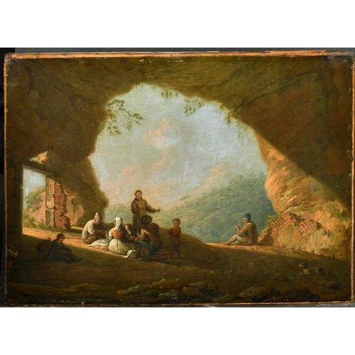 53 - Early 18th Century Italian School. Figures in a Cavern with a Dog in the foreground, Oil on canvas, ... 