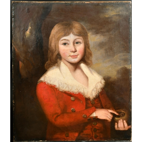 55 - Early 19th Century English School. Study of a Young Boy holding a Bird's Nest, Oil on canvas, Unfram... 