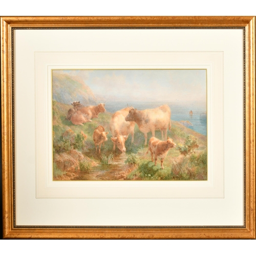 73 - William Henry Watson (1831-1921) British. Cattle in a Coastal Landscape, Watercolour, Signed, 9