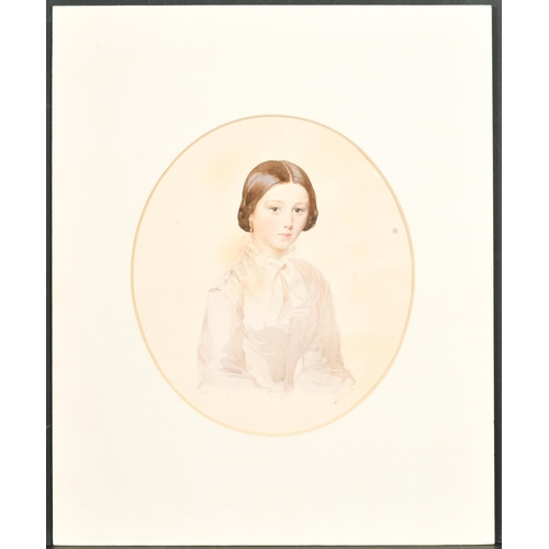 89 - 19th Century English School. Half-Length Portrait of a Young Girl, possibly one of the Bronte sister... 