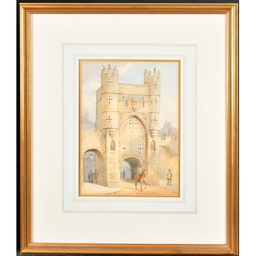 91 - Late 19th Century English School. Study of a Castle Gate (possibly York), Watercolour, Signed with i... 