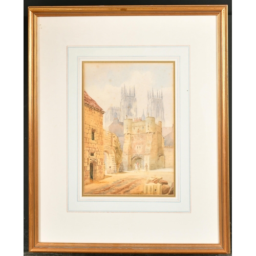 91 - Late 19th Century English School. Study of a Castle Gate (possibly York), Watercolour, Signed with i... 