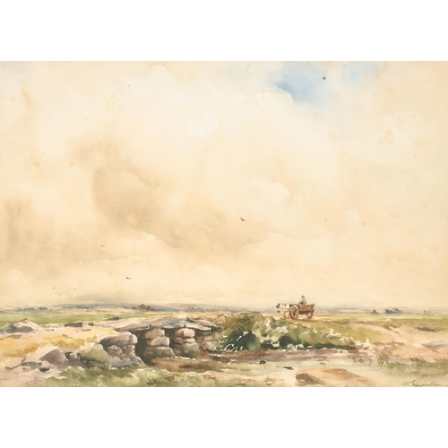 102 - Wycliffe Egginton (1875-1951) British. Cattle and Drover in a Moorland Landscape, Watercolour, Signe... 