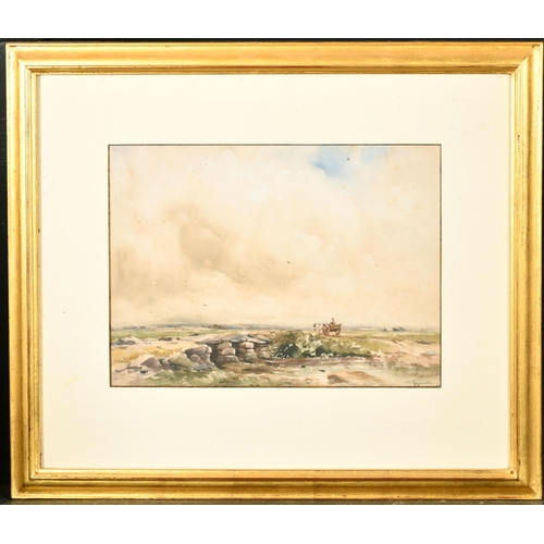 102 - Wycliffe Egginton (1875-1951) British. Cattle and Drover in a Moorland Landscape, Watercolour, Signe... 