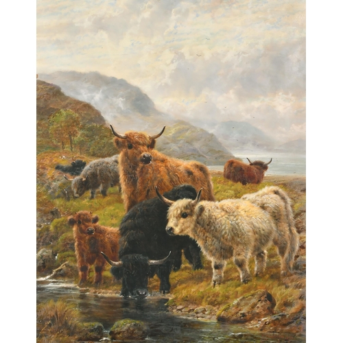 118 - Robert Watson (1865-1916) British. Sheep in a Highland Landscape, Oil on canvas, Signed and dated 19... 