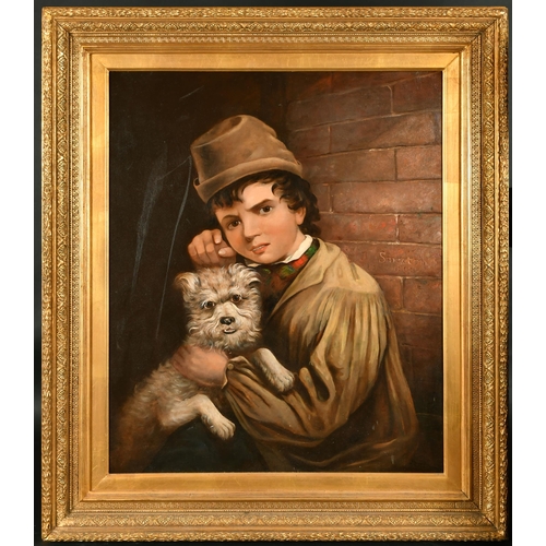 129 - Joseph Burn Smeeton (1815-1890) British. A Boy Holding a Terrier, Oil on canvas, Signed and dated 18... 