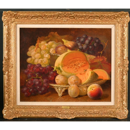 134 - Eloise Harriet Stannard (1829-1915) British. Still Life of Fruit on a Silver Salver, Oil on canvas, ... 