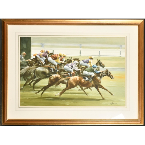 150 - Graham Isom (1945-    ) British. An American Racing Scene, Watercolour, Signed, 19.5