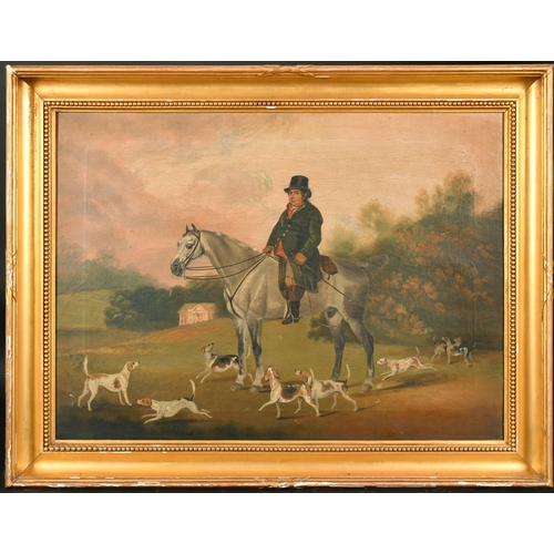 160 - Early 19th Century English School. John Pyke on Yorrick surrounded by Dogs, Oil on canvas, Extensive... 