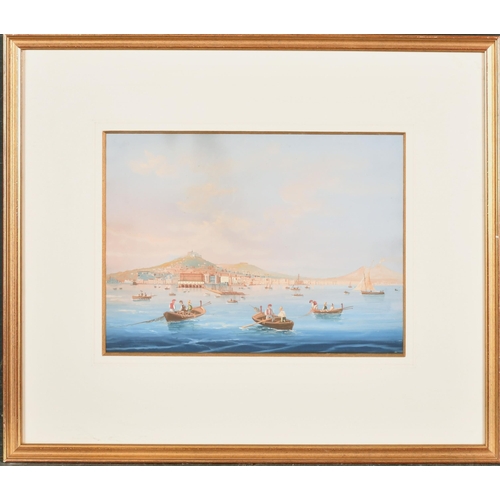 189 - 19th Century Italian School. The Bay of Naples, Gouache, 8