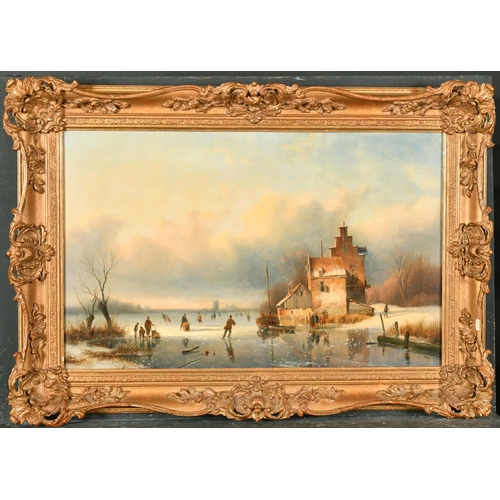 205 - Jacobus Freudenberg (1818-1873) Dutch. A Winter Skating Scene, Oil on panel, Signed, 13.5