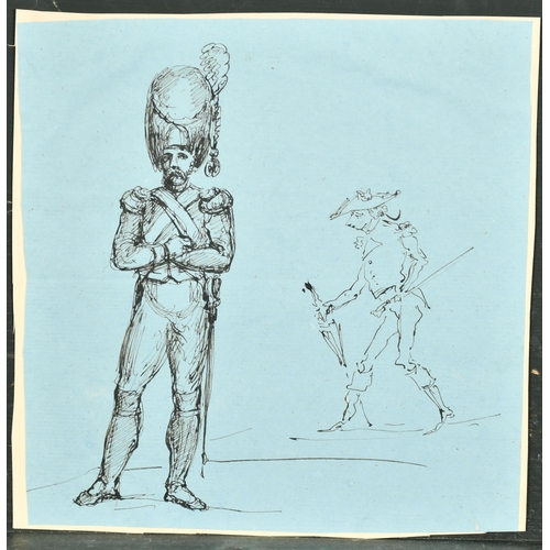 25 - Early 19th Century French School. Study of a Soldier in Uniform, Ink, Unframed 7.75