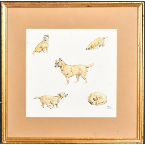 267 - E L Wood (20th Century) British. Terrier Studies, Watercolour and pencil, Signed and dated '78, 9