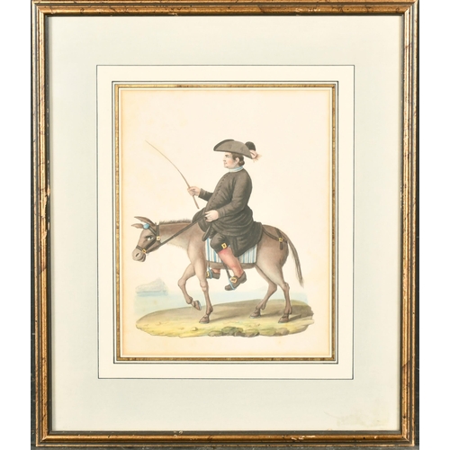 27 - Early 19th Century Italian School. A Man on a Donkey, Watercolour, 9.5