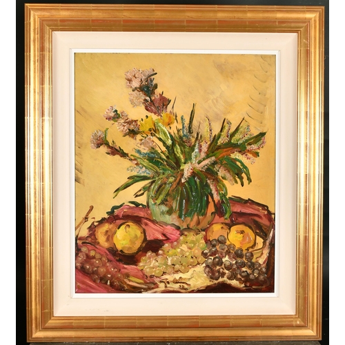 293 - Stanley Grimm (1891-1966) British. Still Life of Flowers and Fruit - Homage to Matisse, 1922, Oil on... 