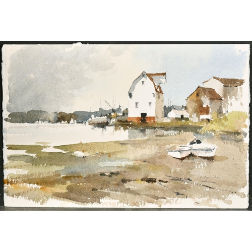 373 - John Yardley (1933-    ) British. An Estuary Scene at Low Tide, Watercolour, Signed in pencil, Unfra... 