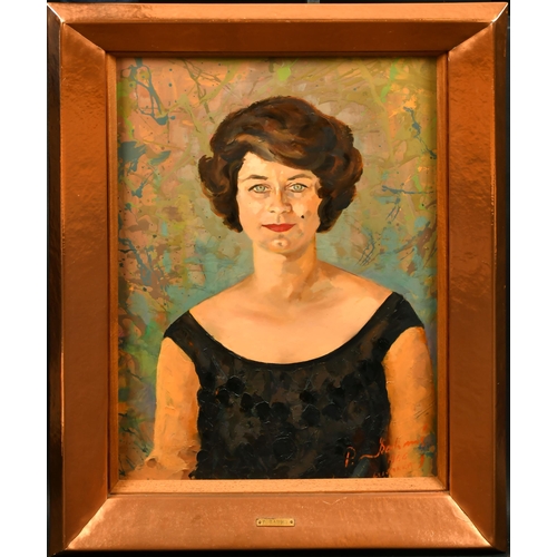 408 - Rahmi Pehlivanli (1926-    ) Turkish. Bust Portrait of a Lady, Oil on panel, Signed, inscribed and d... 