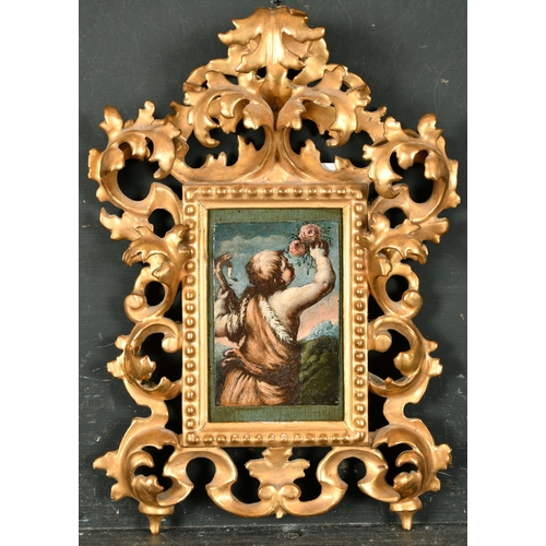 49 - Early 17th Century Italian School. Infant St John The Baptist, Oil on copper, in a fine carved giltw... 