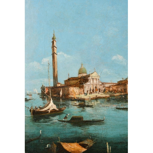 53 - Circle of Francesco Guardi (1712-1793) Italian. A Venetian Scene with Figures in Gondolas in the for... 