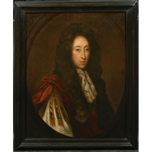 68 - Follower of John Michael Wright (1617-1694) British. Portrait of a Gentleman wearing a faux Roman Mi... 