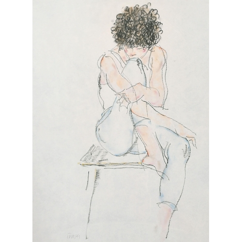 351 - Donald Hamilton Fraser (1929-2009) British. A Seated Ballet Dancer, Chalk, Signed, 22.25