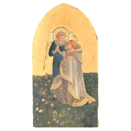 47 - After Fra Angelico (c.1395-1455) Italian. An Angel and a Praying Figure, Oil on gold ground panel, A... 