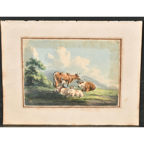 10 - Peter le Cave (1769-1816) British. Milking Time, Watercolour, Signed, Unframed 5.25