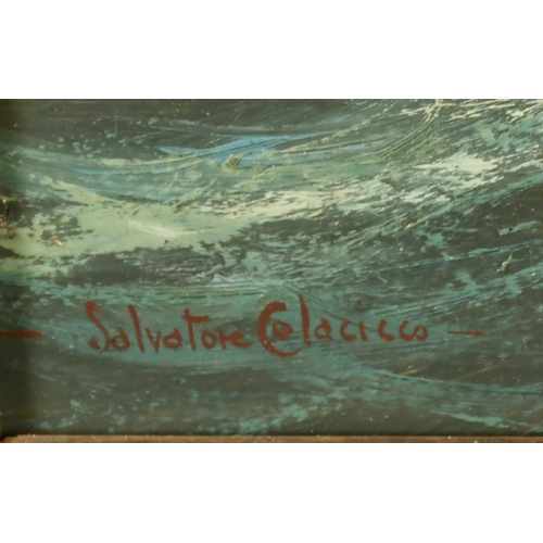 125 - Salvatore Colacicco (1935-    ) Italian. A Sea Battle, possibly The Battle of the Chesapeake, Oil on... 