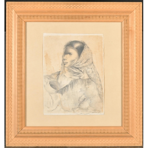 138 - Mariette Lydis (1887-1970) Austrian/Argentinian. An Indian Girl with a Lace Shawl, Pencil Signed and... 