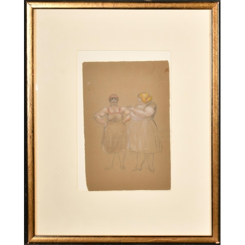 140 - Early 20th Century French School. A Study of Two Figures, Pencil and coloured chalk, 9.75