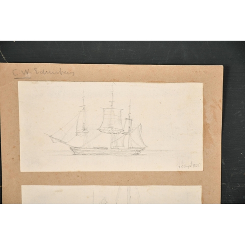 15 - Attributed to Christoffer Wilhelm Eckersberg (1783-1853) Danish. Sketch of a Three Masted Vessel, Pe... 