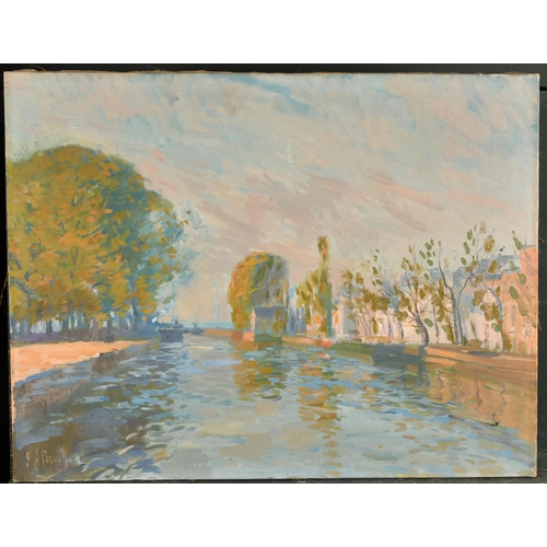 154 - Elie Anatole Pavil (1873-1948) French. A Canal Scene, Oil on canvas, Signed, Unframed 19.75