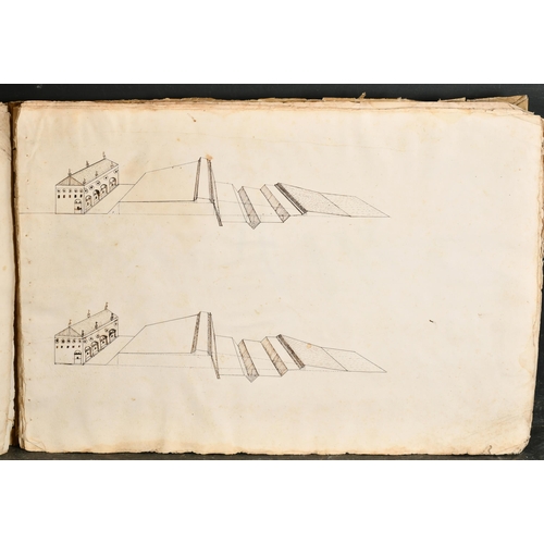 16 - Early 17th Century Italian School. Studies for Renaissance City Fortifications, Ink, Inscribed, 11.7... 