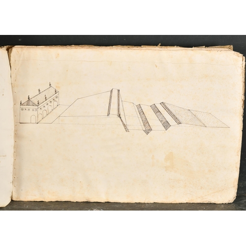 16 - Early 17th Century Italian School. Studies for Renaissance City Fortifications, Ink, Inscribed, 11.7... 