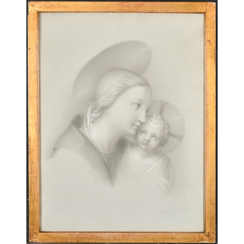 20 - Raffaello Bonaiuti (c.1850- ?) Italian. Madonna and Child, Pencil, Signed, 21.75