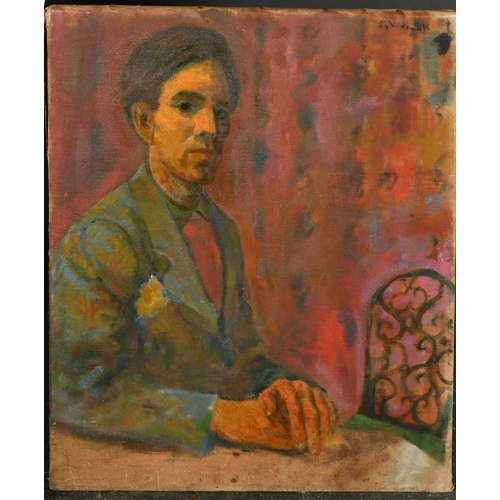 200 - Walsh (20th Century) British. Study of a Seated Man, Oil on canvas, Signed, Unframed 24