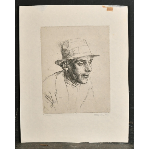 220 - Raymond Teague Cowern (1913-1986) British. Head Study of a Man, Etching, Signed, Inscribed '21st sta... 