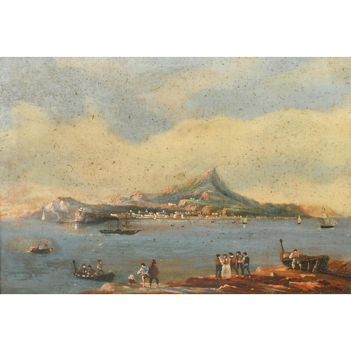 23 - 19th Century Italian School. The Bay of Naples, Oil on paper, 7.5