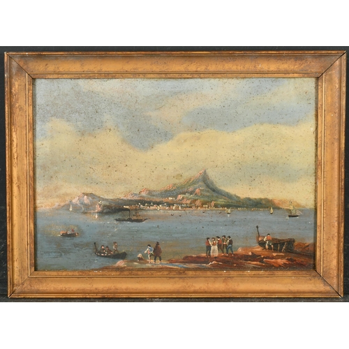 23 - 19th Century Italian School. The Bay of Naples, Oil on paper, 7.5