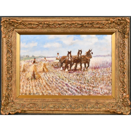 241 - L P M L Watters (20th Century) British. A Harvesting Scene, Oil on artist's board, Signed, 9.5