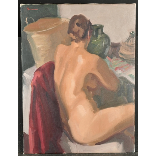 243 - 20th Century English School. A Study of a Nude, Oil on Canvas, Indistinctly Signed, Unframed, 24