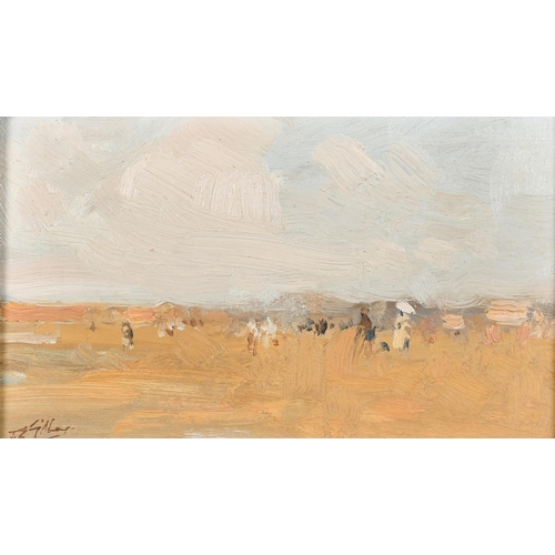 248 - J.E. Gilbey (20th-21st Century) British. A Beach Scene with Figures, Oil on board, Indistinctly sign... 