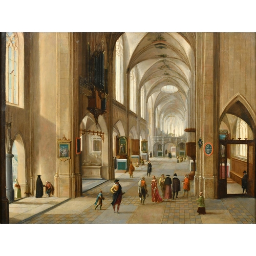 26 - Attributed to Hendrik Van Steenwijk II (c.1580-1640) Dutch. Interior of a Gothic Church, possibly a ... 