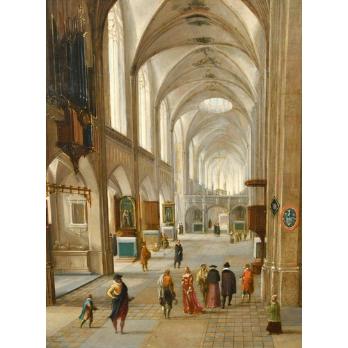 26 - Attributed to Hendrik Van Steenwijk II (c.1580-1640) Dutch. Interior of a Gothic Church, possibly a ... 